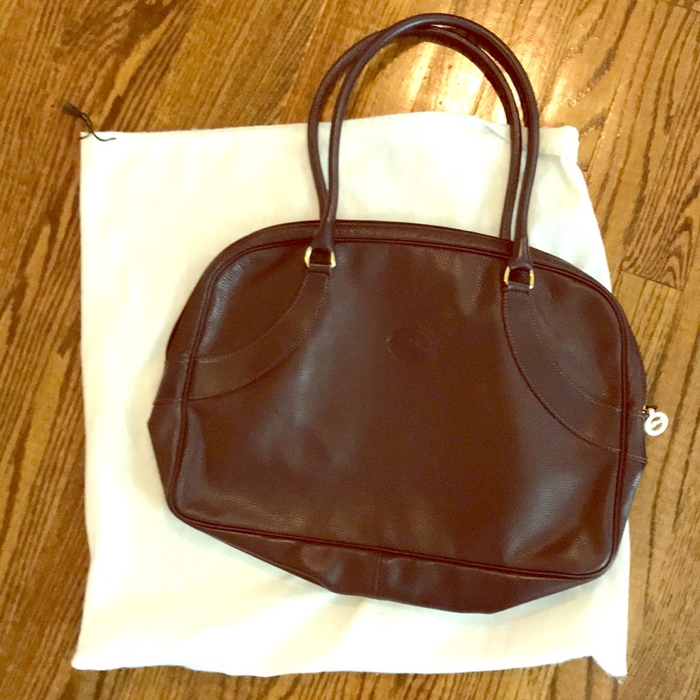 Longchamp handbag brown leather pebbles vintage